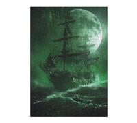 Puzzle en Bois Thématique Ghost Ship in The Storm pour Adultes, 300 PCS