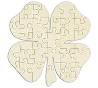 Puzzle en Bois „trèfle“ à Peindre et à Modeler - 34 pièces, 29 x 30 cm - Créez et décorez Votre Propre Puzzle, prêt à décorer, Vierge/Blanc