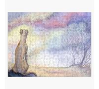 Puzzle En Bois Un Chien Whippet Regarde L'aube D'un Nouveau Jour 300 Pièces 38x26 Cm Jouet Décoration Mura
