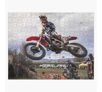 Puzzle En Bois Un Coureur De Motocross Prend De L'air 300 Pièces 38x26 Cm Jouet Décoration Mura