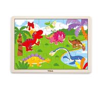Puzzle en bois viga 51460 - dinosaures, 24 pièces sur support