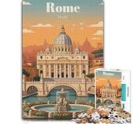 Puzzle en Bois Vintage Rome Travel Poster pour Adultes, 300 PCS