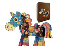 Puzzle en Bois Vision 3D - Rond, Coffret Cadeau de pièces en Forme d'animal, Jeu d'assemblage Artistique en Bois, Artisanat d'affichage Mural décoratif | Casse-tête pour Adultes, décoration de m