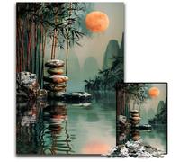 Puzzle en Bois Zen Garden Moon 1000 pièces pour Adultes Adolescents et familles. Décoration DIY Parfaite et défi cérébral. 1000 pièces (75 x 50 cm).