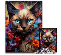 Puzzle en Carton 1000 pièces Chat Siamois pour Adultes, Casse-tête Stimulant pour Adolescents, soirée de Jeux en Famille Amusante 26x38cm / 10,23x14,96 Pouces