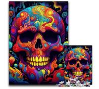 Puzzle en Carton 1000 pièces Crâne coloré pour Adultes, Casse-tête Stimulant - Jouet Relaxant pour Adolescents 26x38cm / 10,23x14,96 Pouces