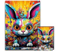 Puzzle en Carton 1000 pièces Lapin coloré pour Adultes et Adolescents, idéal comme Cadeau d'anniversaire ou de Vacances 26x38cm / 10,23x14,96 Pouces