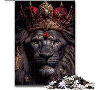 Puzzle en Carton 1000 pièces Le Roi Lion Noir ou Rouge pour Adultes, décoration d'intérieur, pour Noël et Le Nouvel an, Taille 38x26cm