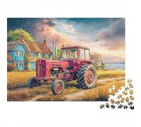Puzzle en Carton 1000 pièces Scène de Tracteur Rustique, Art Paysage Rural Vintage, Plaisir Familial éducatif, Parent-Enfant, Jeu pour Toute la Famille et Amateurs de Puzzles, 38x26cm