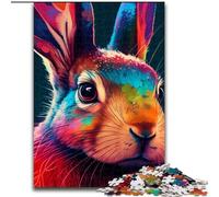 Puzzle en Carton coloré de 1000 pièces représentant Un Lapin, idéal pour la décoration de la Maison, idéal comme Cadeau de Noël et de Nouvel an pour Les Adolescents, Taille 38x26cm.