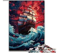 Puzzle en Carton de 1 000 pièces représentant Un Navire naviguant sur Les Vagues Un Casse-tête Stimulant pour Les Adolescents, Une soirée de Jeux en Famille Amusante, Taille 26x38cm