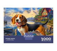 Puzzle en Carton de 1000 pièces « Beagle, maisonnette Joyeuse », à Activité de Groupe idéale pour Les Maisons de Retraite et Les Loisirs d'intérieur. 1000 pièces, 52 x 38 cm.
