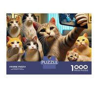 Puzzle en Carton de 1000 pièces « Chat Mignon », des Selfies en Groupe, à encadrer et à Partager. Activité de Groupe Amusante, Parfaite pour Les maisonsse divertir à l'intérieur.: 70 x 50 cm.