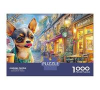 Puzzle en Carton de 1000 pièces représentant Une Rue pavée avec Un Chihuahua. Idéal pour débutants et Adultes. Activité de Loisirs et de détente à Domicile. Dimensions : 70 x 50 cm.