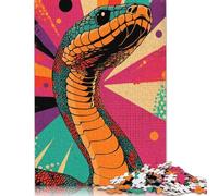 Puzzle en Carton de qualité supérieure, Motif Serpent rétro, imprimé Cobra Pop Art, activité Amusante à Faire à la Maison, 1 000 pièces (75 x 50 cm).