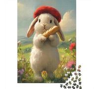 Puzzle en Carton de qualité supérieure pour Homme et Femme, 70 x 50 cm, 1 000 pièces, Lapin Mignon de Pâques, Cadeaux chrétiens, Stimulant et Stimulant