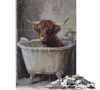 Puzzle en Carton de qualité supérieure représentant Une Vache Highland, idéal comme Cadeau d'anniversaire pour Homme ou Femme, 1 000 pièces (75 x 50 cm).
