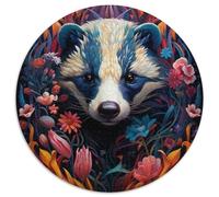 Puzzle en Carton Fleurs de Blaireau à Miel 1000 pièces pour Adultes, Casse-tête Stimulant pour Adolescents, Divertissement en Famille, Cadeau de décoration d'intérieur à Faire soi-même 67,5 x 67,5 cm