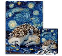 Puzzle en Carton Hérisson Ciel Nocturne 1000 pièces pour Les Adolescents, Les Couples et Les Amis pour Les Anniversaires, Noël 26x38cm/10,23x14,96 Pouces