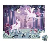 Janod - Puzzle 54 Pièces - Thème Licorne - Jeu Educatif Motricité Fine et Concentration - Valisette Poignée - Fabriqué en France - Certifié FSC - Encres Végétales - Dès 5 Ans, J02555