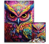 Puzzle en Carton pour Adultes, 1000 pièces, Motif Chouette Rose, idéal pour décorer la Maison ou Le Bureau, Cadeau de Noël idéal, 26x38cm / 10,23x14,96 Pouces