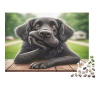 Puzzle en Carton recy hien Noir pensif » Chien Noir se Couvrant la Gueule Idéal pour Les Adultes et Les Enfants à partir de 12 Ans Cadeau Parfait 38 x 26 cm / 1000 pièces