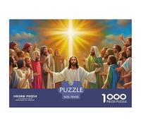 Puzzle en Carton recyclé représentant Jésus et Ses Disciples sous Une lumière vive. Idéal pour Les Adultes et Les Enfants à partir de 12 Ans. Un Cadeau Parfait. 70x50 cm/1000pcs.