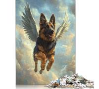 Puzzle en Carton représentant Un Berger Allemand avec des Ailes d'ange, fidèle Compagnon, pour Enfants, Cadeau de Noël, 1 000 pièces (75 x 50 cm)