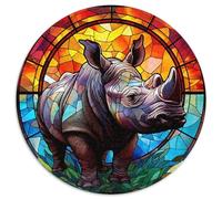 Puzzle en Carton représentant Un rhinocéros en vitrail pour Adultes, 1 000 pièces, pour Les Anniversaires, Les Vacances et Noël 67,5 x 67,5 cm