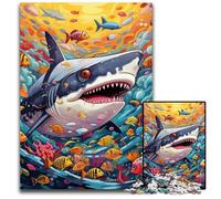 Puzzle en Carton Requin 1000 pièces pour Adultes, Divertissement Relaxant, Cadeau de Noël idéal et décoration d'intérieur 26x38cm / 10,23x14,96 Pouces
