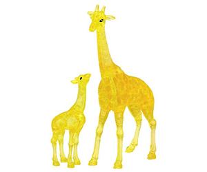 Puzzle en Cristal | 3D Couple de girafes Jaunes | Design Transparent | 38 pièces | Kit de Construction pour Enfants et Adultes | HCM Kinzel