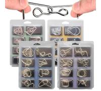 Puzzle en Fil métallique - Stimulation Cognitive de la résolution de problèmes, énigmes Portables de Niveau avancé, Puzzles de Concentration de l', Coffrets Cadeaux d'accessoires nickelés - pour