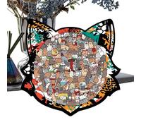 Puzzle en Forme De Chat | 135 Pièces en Bois De pour Jeu Et Jouet,Puzzle en Bois Chat - pour pour Noël Thanksgiving Vacances d'hiver Fête École Famille Et Activités