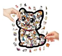 Puzzle en forme de chat - 135 pièces - Jouet mignon en forme de - Puzzle en bois en forme de chat - Pour , vacances d'hiver, fête, école et acte de famille