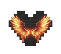 Puzzle en forme de cœur avec ailes d'angle de feu - Puzzle photo personnalisé pour adultes - Micro blocs de construction 3D pour décoration d'intérieur