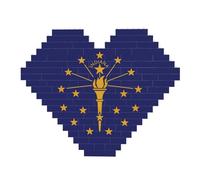 Puzzle en forme de cœur avec drapeau de l'État de l'Indiana, ensemble de blocs de construction 3D, décoration d'intérieur, 82 pièces
