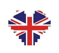 Puzzle en forme de cœur avec impression drapeau du Royaume-Uni pour la Saint-Valentin, un anniversaire, un mariage