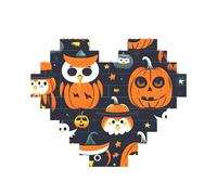 Puzzle en forme de cœur en forme de cœur pour Halloween, chouette, fantôme, citrouille, impression 3D, blocs de construction, 30 pièces, cadeau relaxant