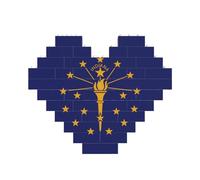 Puzzle en forme de cœur imprimé drapeau de l'État de l'Indiana pour la Saint-Valentin, un anniversaire, un mariage