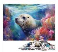 Puzzle en Forme de Phoque coloré pour Adultes, Puzzle en Bois pour Adultes et Enfants - Jeu Stimulant 1000 pièces (50 x 75 cm)