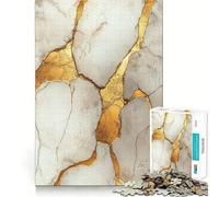 Puzzle en marbre Blanc et Or pour Adultes,1000 pièces,Jeu de mémoire,Assemblage sécurisé et Solide,Jeu de Construction de Liens significatifs (38x52cm)