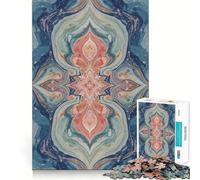 Puzzle en marbre Symphonie de Corail et de Cobalt 1000 pièces pour Adolescents, Jeu de logique Stimulant, activité à la Maison, Bords Nets, Cadeau précieux 50x75cm