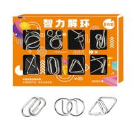 Puzzle en Métal I-Q 8 Pièces,Désenchevêtrement Iron Link Unlock Interlock Jeu - Puzzle en Fil Métallique Puzzles en Métal Casse-tête Jouets Composés Neuf Maillons Imbriqués pour Garçons Et Filles