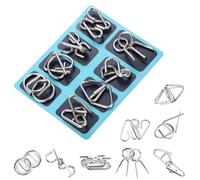 Puzzle en Métal I-Q 8 Pièces,Désenchevêtrement Iron Link Unlock Interlock Jeu - Puzzles en Fil Métallique Casse-tête Jouets Composés Neuf Maillons Imbriqués pour Garçons Et Filles