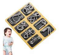 Puzzle en Métal I-Q 8 Pièces,Désenchevêtrement Iron Link Unlock Interlock Jeu - Puzzles en Fil Métallique Casse-tête Jouets Composés Neuf Maillons Imbriqués pour Garçons Et Filles