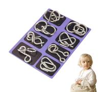 Puzzle en Métal I-Q 8 Pièces,Désenchevêtrement Iron Link Unlock Interlock Jeu - Puzzles en Métal Casse-tête Jouets Composés Neuf Maillons Imbriqués pour Garçons Et Filles, Puzzle D'intelligence