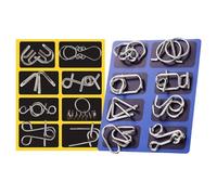 Puzzle en métal - Jouets éducatifs pour Tests mentaux - 16 pièces - Jeu logique en Fil métallique tressé, pour Bureau, école, Voyage, Adolescents et Adultes, Cadeaux pour fêtes et
