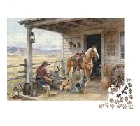 Puzzle en Papier 1000 pièces Ferme de l'ouest Vintage Adultes Relaxation Carton épais Ouest Puzzle déco Murale éducatif 52x38cm/1000pcs