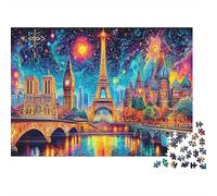 Puzzle en Papier 1000 pièces Nuit Urbaine européenne pour Adultes Grand Format Exercice Mental Architecture Paris Londres Puzzle Mural éducatif 52x38cm/1000pcs