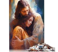 Puzzle en Papier 1000 pièces représentant Jésus embrassant Une Femme, pour Adultes, Cadeaux de Noël, Jeu éducatif, défi, 1000 pièces (75 x 50 cm)